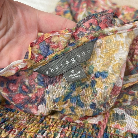 Sharagano Abstract Smocked Peasant Blouse - Picture 3 of 7